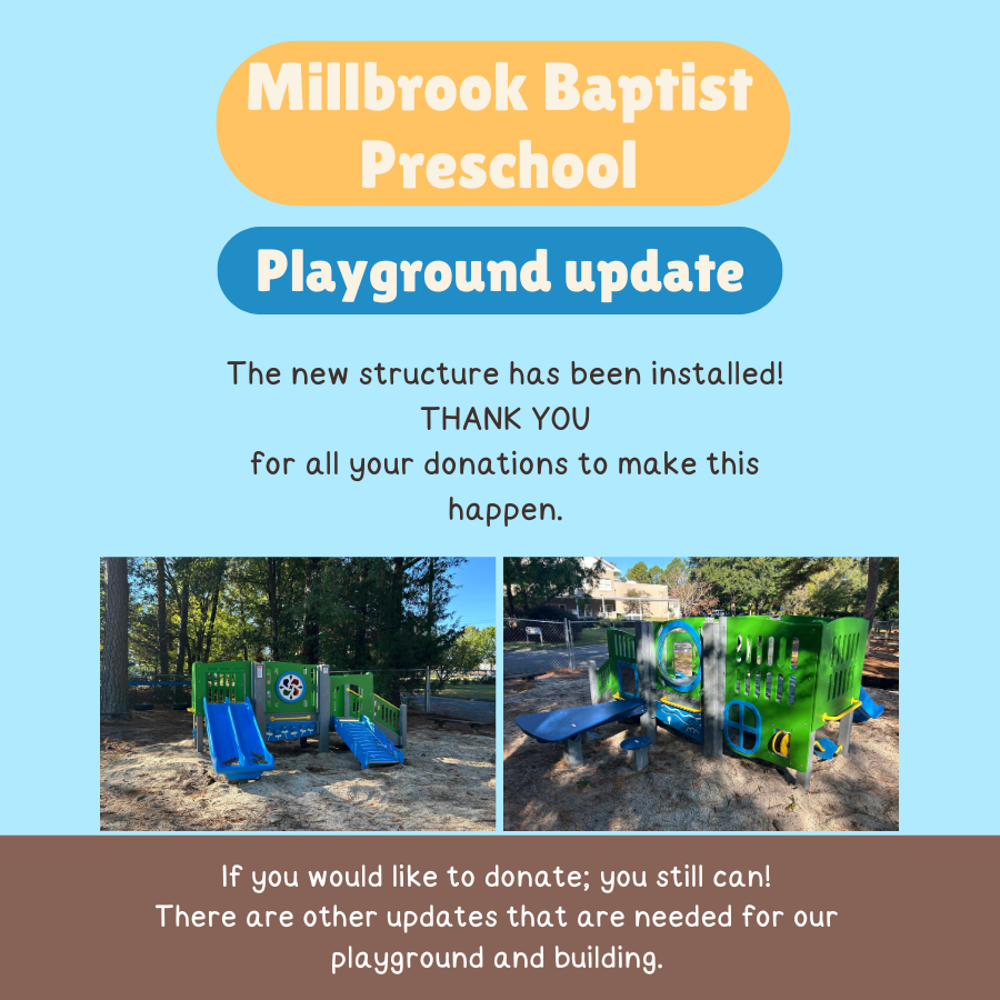 Millbrook Baptist Playground equipment installed